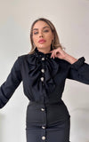 Rochie midi cu volane dantela si pietre neagra