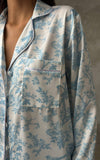 Pijama din satin 2 piese nature bleu