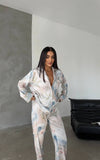 Pijama din satin 2 piese wind bleu