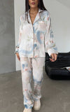 Pijama din satin 2 piese wind bleu