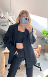 Set costum clasic cu top negru - MARUFI