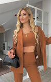 Set costum clasic cu top caramel - MARUFI