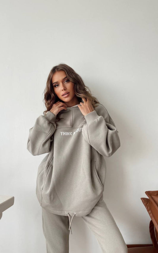 Don't care oversize 100% gray cotton tracksuit