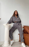 Fluffy 2-piece set with gray elastic