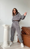 Fluffy 2-piece set with gray elastic